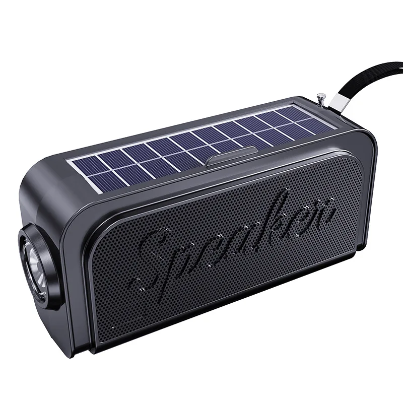 Radio Fm Portátil (negra), Recargable Con Energía Solar, Altavoz Bluetooth Inalámbrico, Con Linterna, Compatible Con Tarjeta Tf Y Memoria Usb.