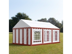 Carpa para fiestas 3x6 m, PVC 700, roja y blanca, portaherramientas