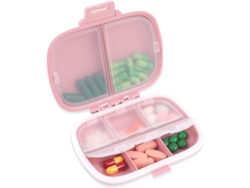 Bonito Organizador Portátil Rosa Para Medicamentos (semanal/diario) Con 8 Compartimentos.
