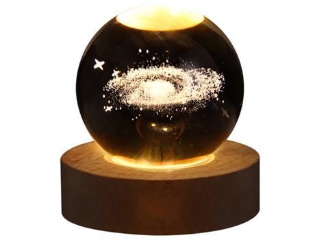 unidad de Lámpara de Noche Bola de Cristal Nebulosa 60mm Incluye Base de Madera con Interruptor de Luz