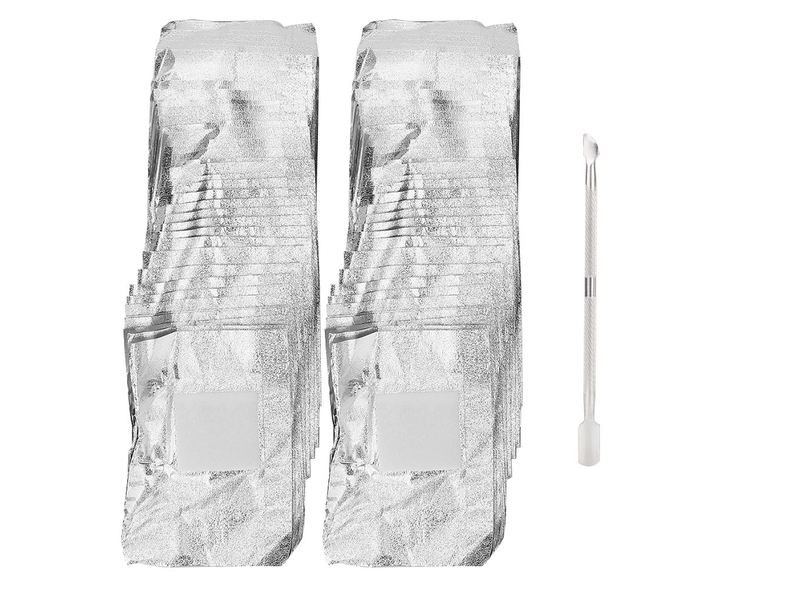 Folios De Quitapolvos Para Gel Soak Off Com Empurrador De Cutículas Para Manicura