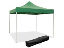 Cenador plegable verde de 3 x 3 m revestido de PVC impermeable.