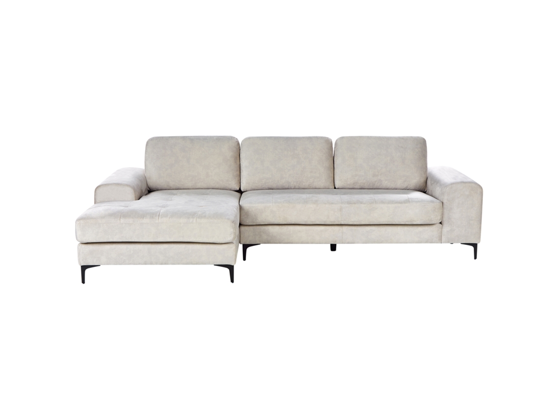 Sofá esquinero Beliani Kiruna en terciopelo crema 290x148x86