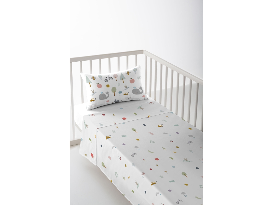 SÁBANA ENCIMERA CON FUNDA DE ALMOHADA INFANTIL CUNA 60 EXTRA SUAVE FABRICADO EN ESPAÑA SAVE THE EARTH COOR HACIENDO EL INDIO