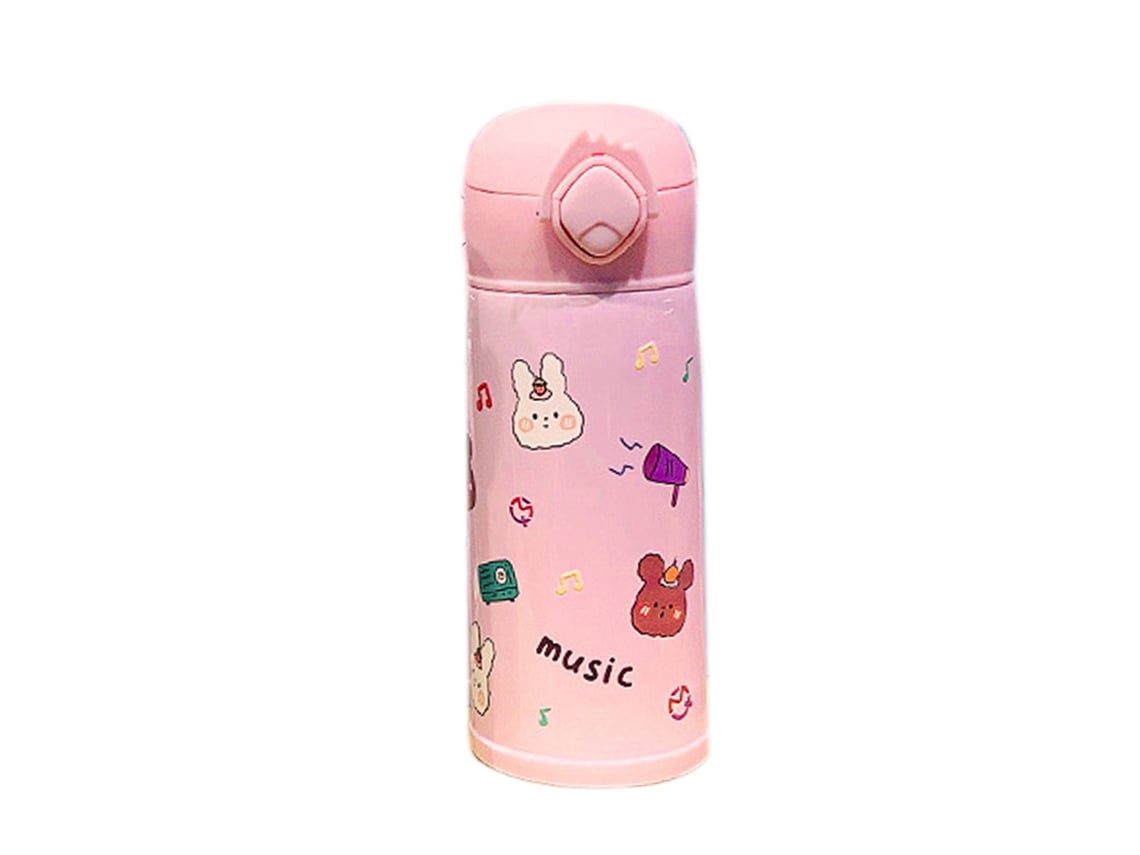 Taza Térmica De Acero Inoxidable 304 Con Tapa Abatible, Aislamiento Al Vacío, Portátil, 300 Ml, Rosa.