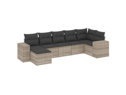 Maison Exclusive - Set De Sofás De Jardín 7 Pzas Con Cojines Ratán Pe Gris Claro