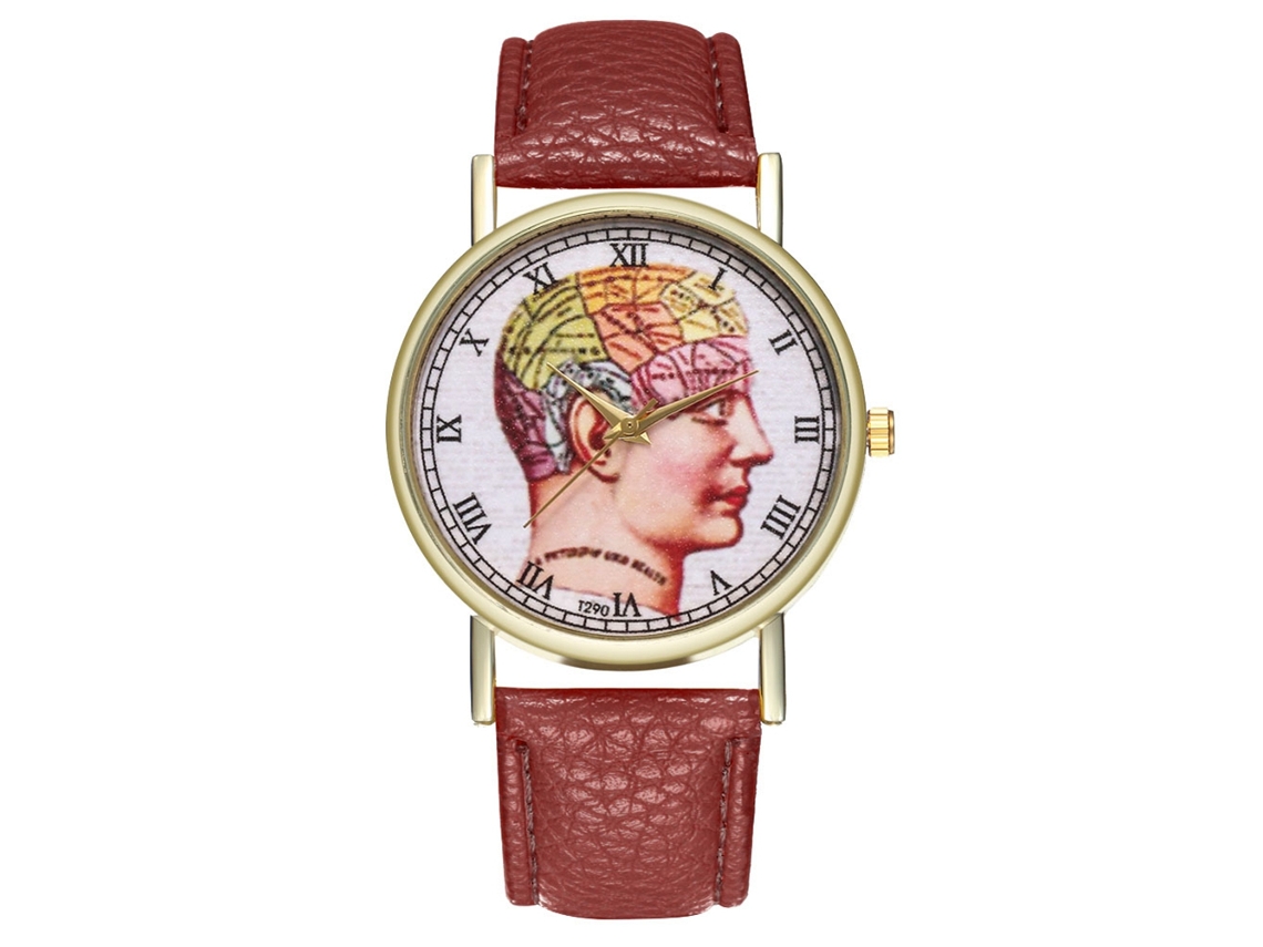 Reloj De Pulsera Unisex De Piel Sintética Con Esfera Redonda Y Movimiento De Cuarzo, Estilo Café De Zhoulianfa Fashion.