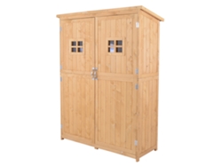Armario De Herramientas De Madera De 127,5 X 50 X 164 Cm, Con Doble Puerta Y Estantes, Para Exteriores Y Jardín, De Madera Natural.