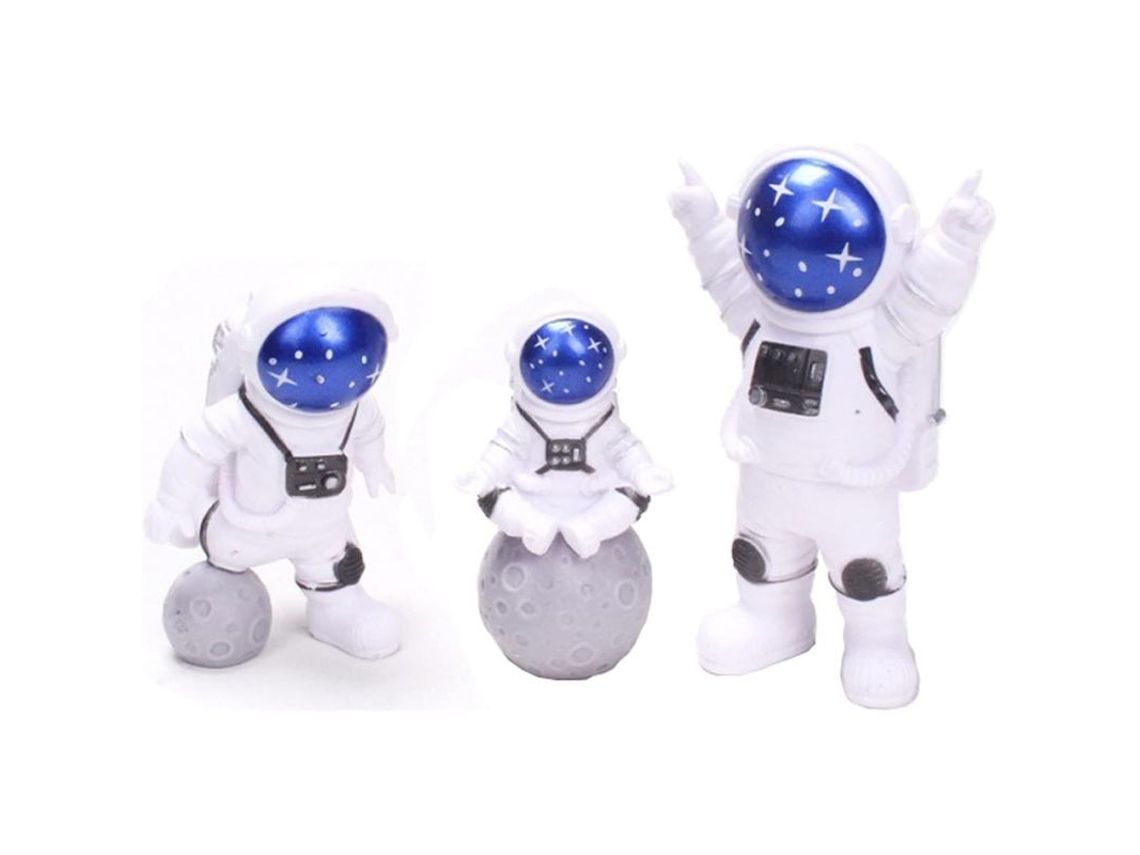 Figura Decorativa De Astronauta De 3 Piezas Para Decorar Pasteles, Modelo En Miniatura Con Temática Espacial.