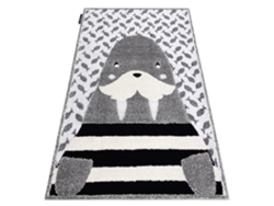 Alfombra Infantil Moderna Joy Walrus, Morsa Para Niños - Estructura Dos Niveles de Vellón Gris/Crema (140 x 190 cm)