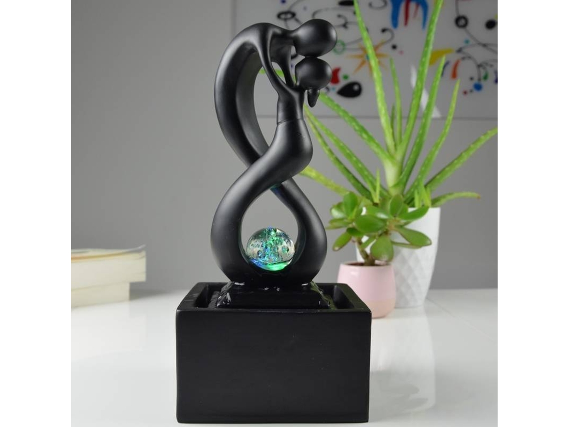 Fuente de Agua ZEN'LIGHT Amor (Negro - 14x14x31 cm - Resina)