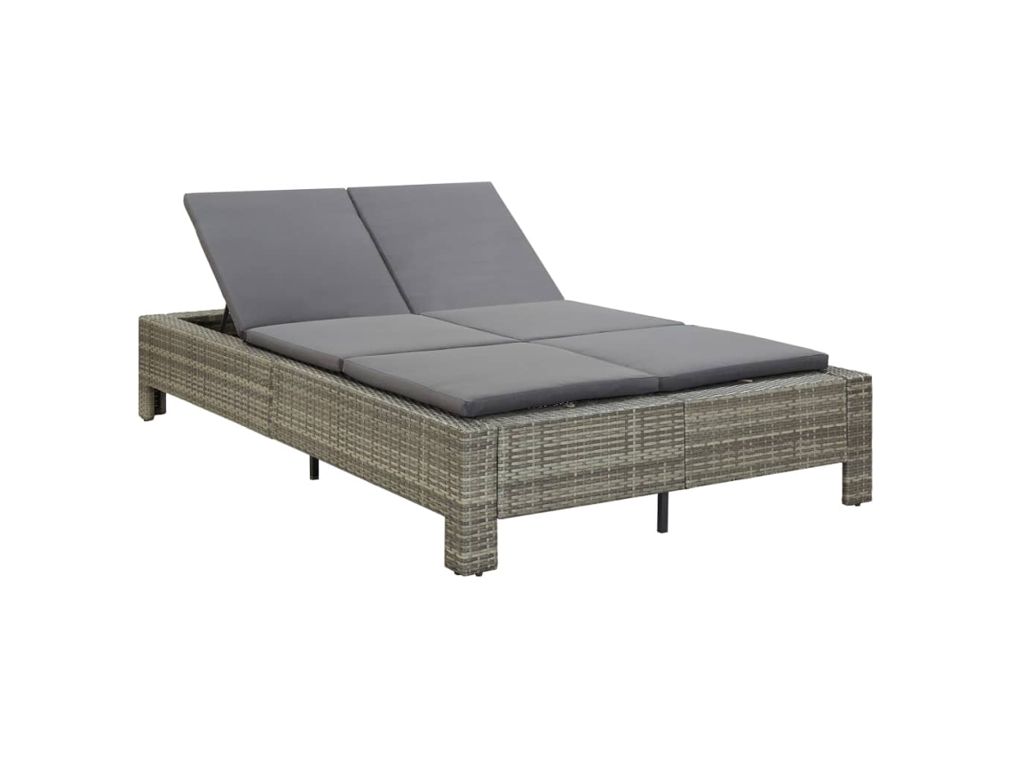 Tumbona para 2 personas con cojín en mimbre gris, DKD HOME DECOR