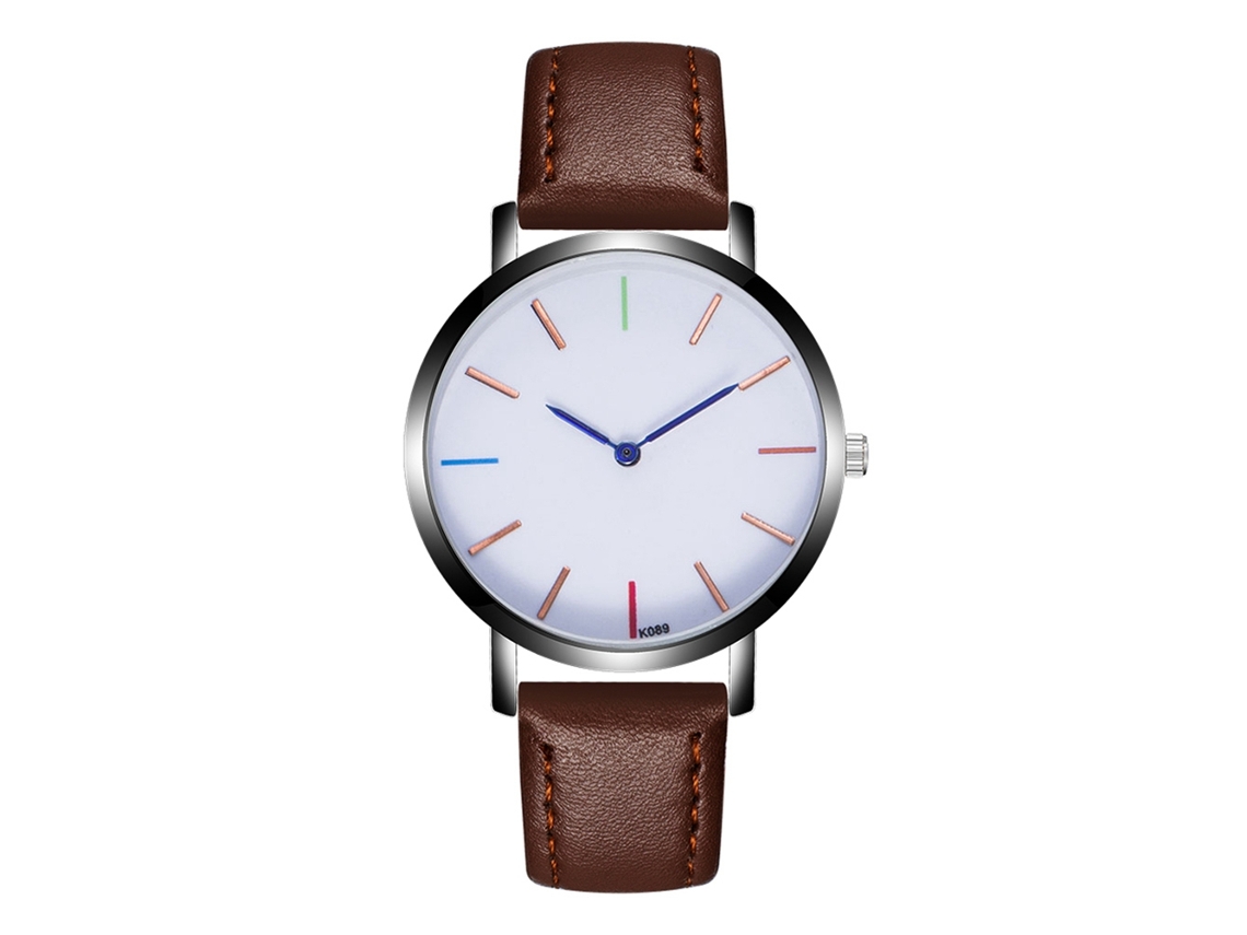 Reloj De Pulsera De Aleación Redondo Analógico De Cuarzo Para Parejas Café Oscuro