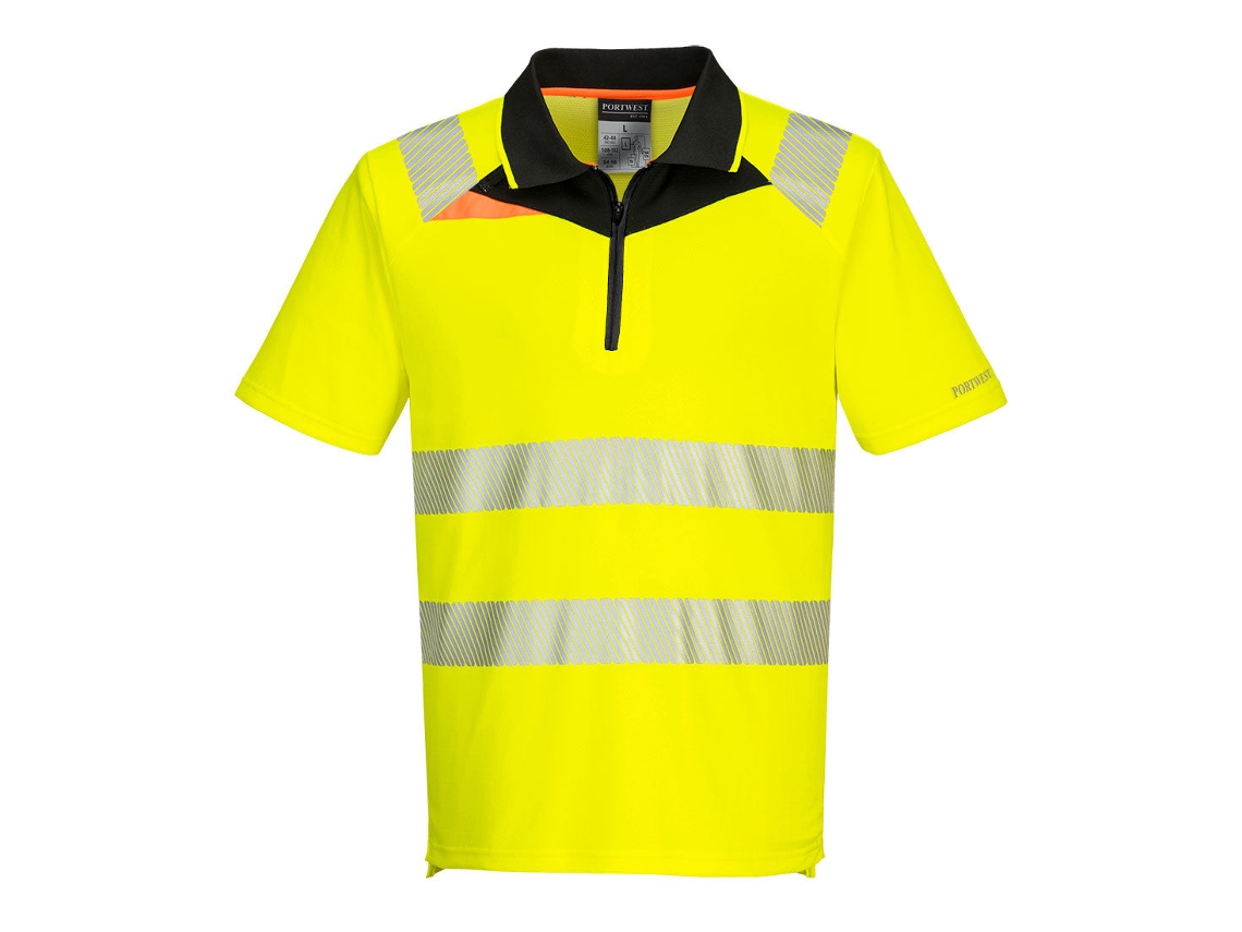Polo de alta visibilidad Portwest Dx4 para hombre, cómodo y de seguridad, amarillo y negro, talla XL