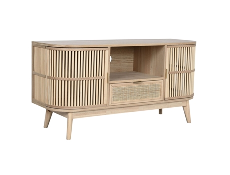 Mueble de TV HOME ESPRIT Dorado Natural Ratán Abeto 120 x 40 x 60 cm