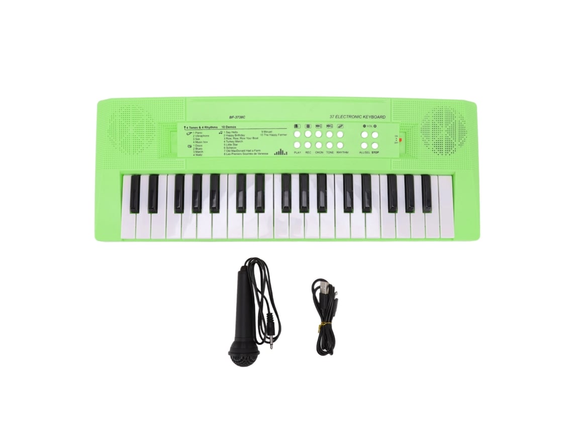Ats-teclado Piano Electrónico Infantil 37 Teclas Con Micrófono Verde Juguete Educatsivo Musical Para Niños
