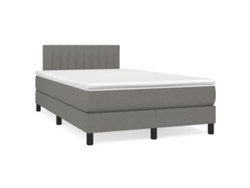 Cama Box Spring Con Colchón Y Led Tela Marrón Oscuro 120x190 Cm