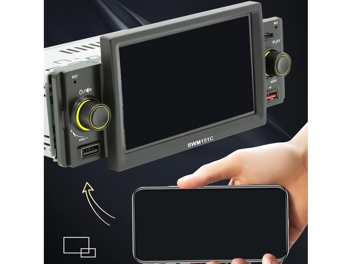 Estéreo para coche de un solo DIN con pantalla táctil de 5 pulgadas y cámara de visión trasera, Bluetooth 5.1, Mirrorlink, reproductor MP5 para coche