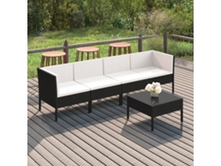 Conjunto de jardín de 5 piezas DKD Home Decor con cojines de mimbre negros