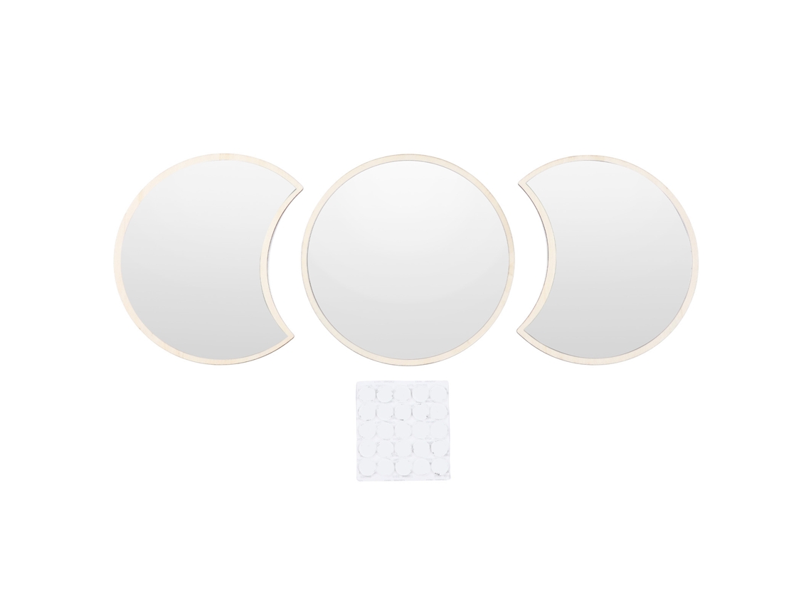 Juego De Espejos Decorativos De Acrílico Y Madera Con Fases Lunares Para Pared Autoadhesiva, Sala De Estar, Dormitorio.