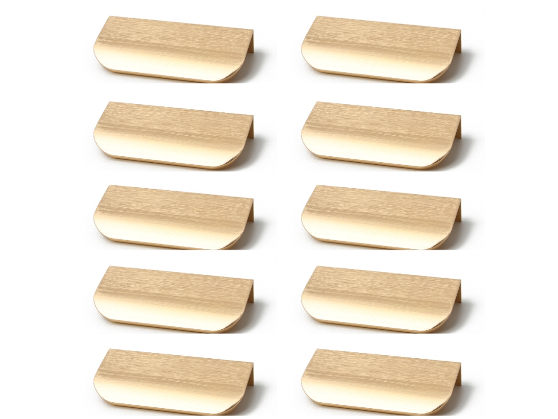 10 Tiradores Invisibles Dorados Para Muebles, Distancia Entre Orificios 64 Mm – Ideales Para Puertas, Armarios Y Cajones.