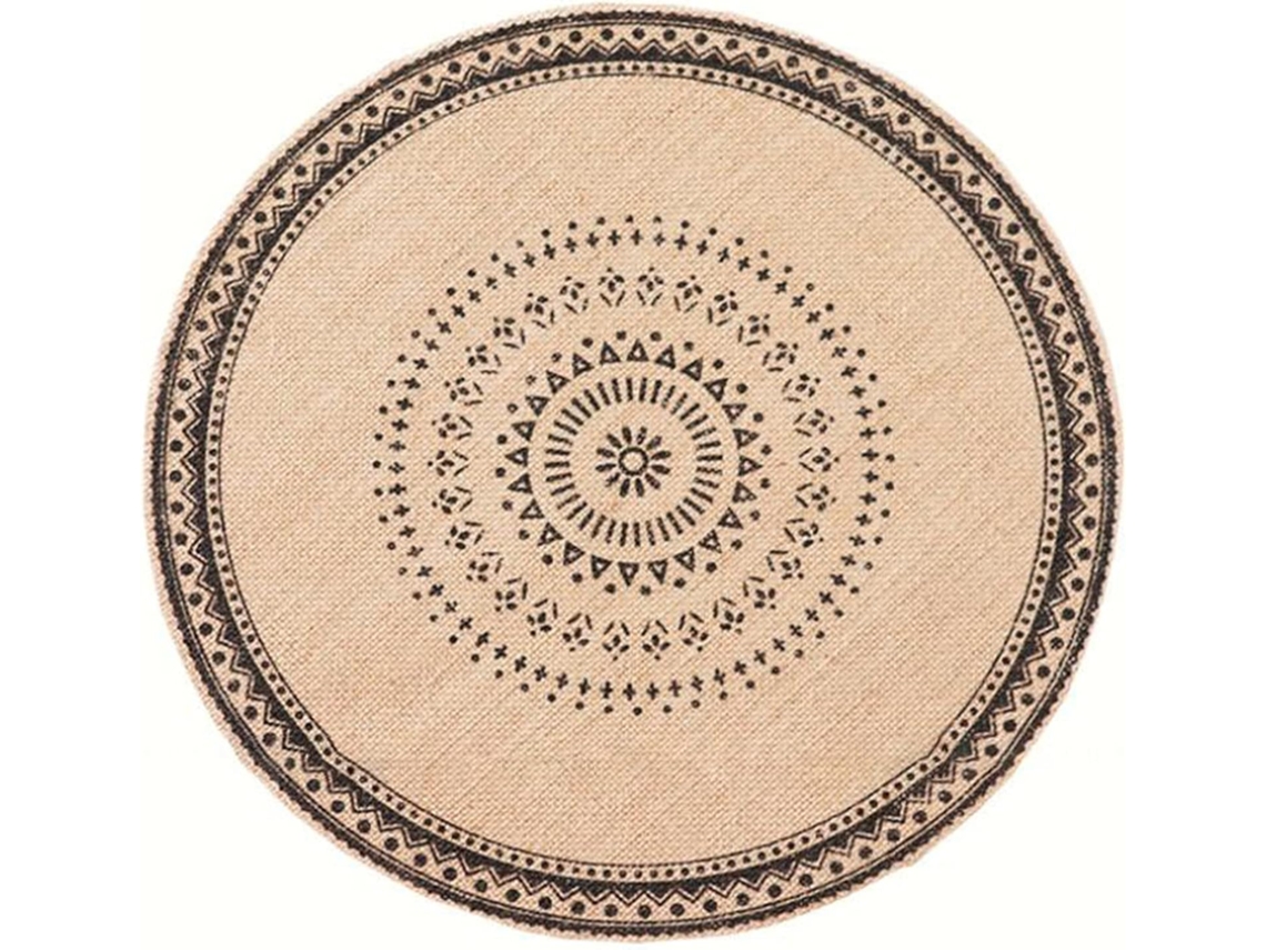 RELAVAEV Manta De Algodão E Linho Para Mesa Redonda, Falsa, Tecida À Mão, Lavável, Pequena, Para Copo, Preta Sem Borlas, 37cm