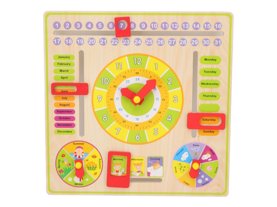 2026-tablero Montessori "todo Sobre Hoy" Para Niños +3 Años: Reloj, Fecha, Mes, Material Educativo De Madera