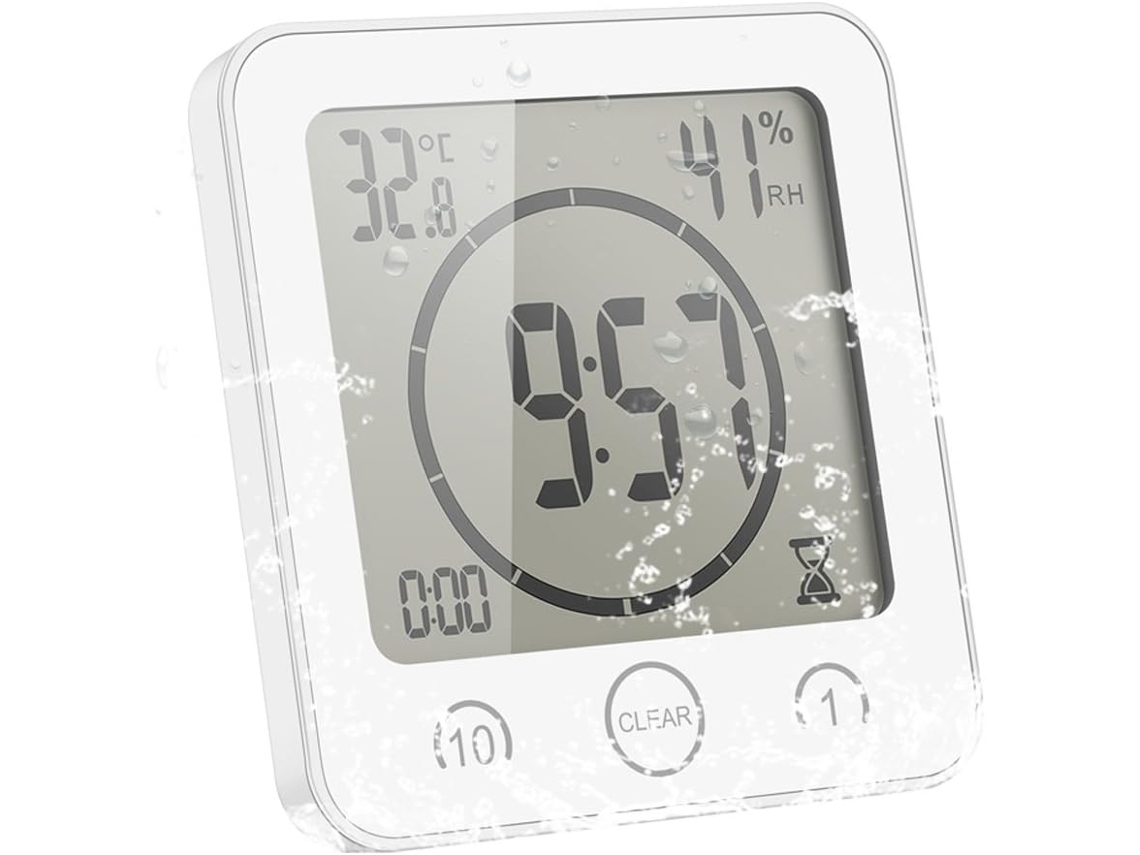 Reloj temporizador de ducha digital, monitor de baño resistente al agua con pantalla LCD digital, temporizador de pantalla táctil, Ind