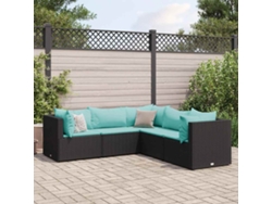 Conjunto de muebles de jardín con cojines de mimbre negros, Dkd Home Decor