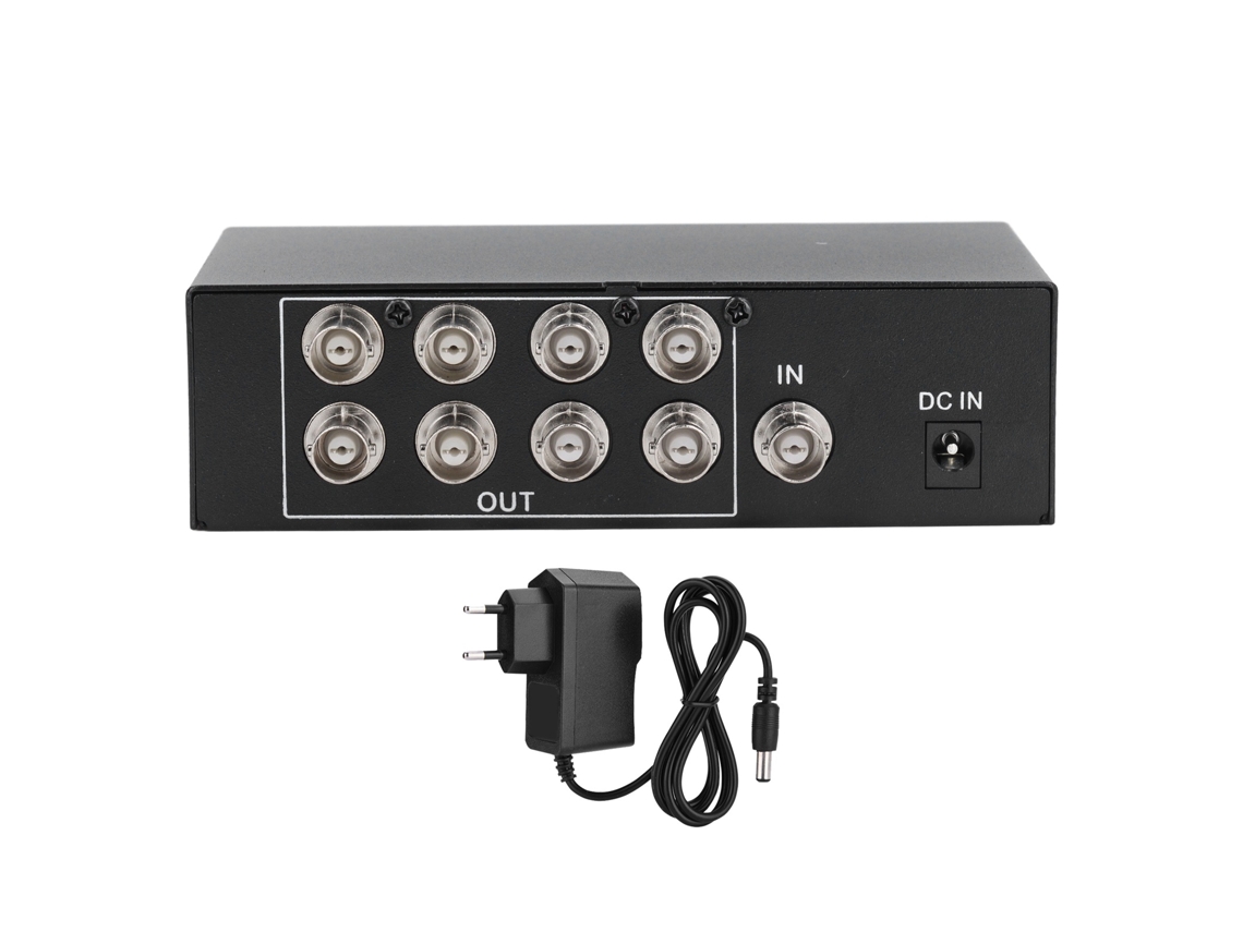 Divisor De Vídeo Bnc De 8 Puertos, 1 Entrada, 8 Salidas, 1080p, Para Sistemas De Videovigilancia, Plug And Play, Enchufe Europeo.