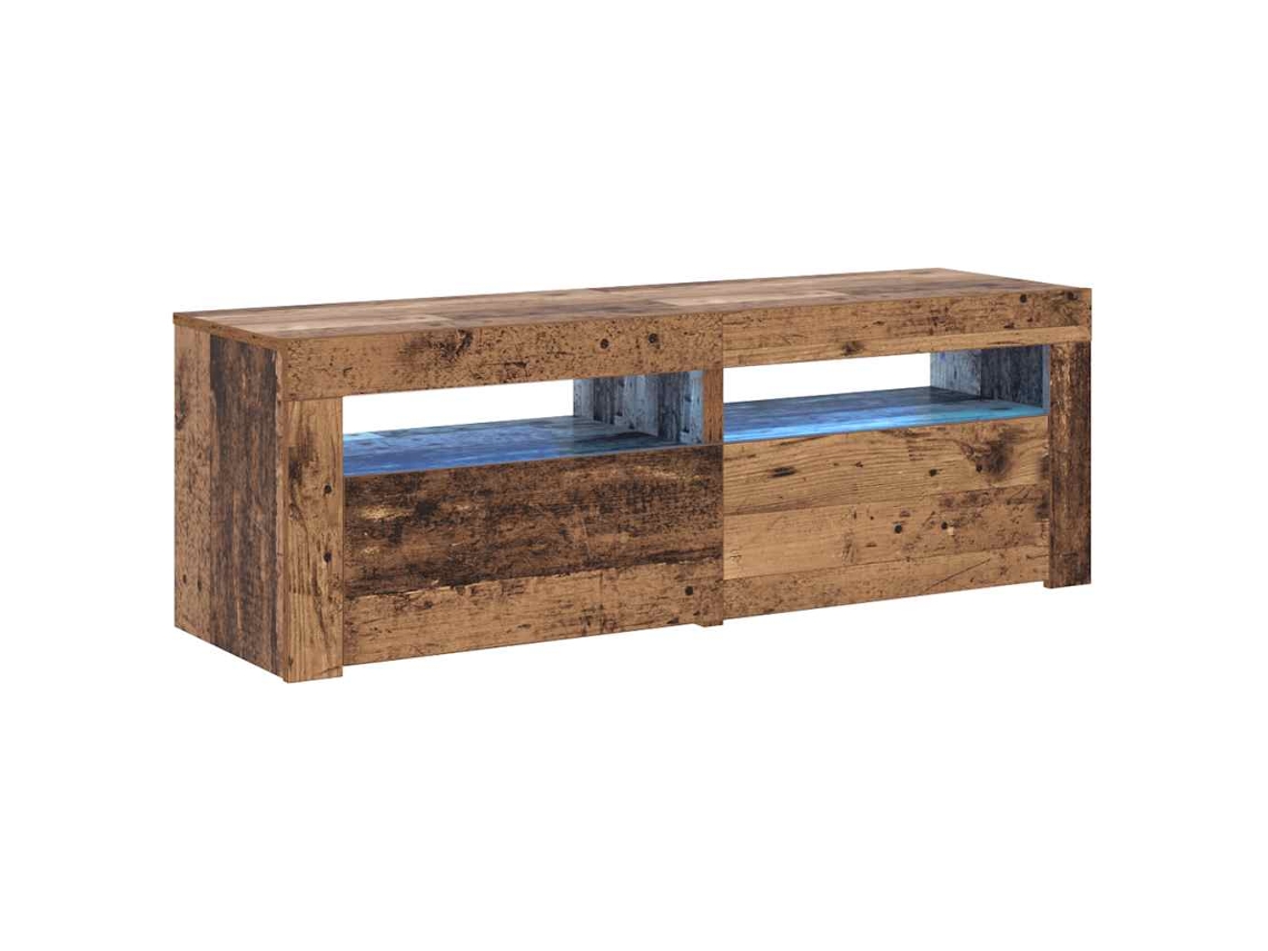 Maison Exclusive - Mueble Tv Luces Led Madera Ingeniería Envejecida 120x35x40 Cm