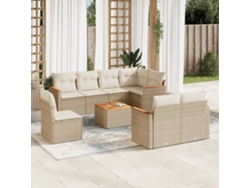 Conjunto de 9 sofás de jardín con cojines de mimbre beige de Dkd Home Decor