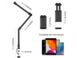 Puluz Pu3103b Soporte Mesa Para Streaming Flexible Extensible Con Pinza Aluminio 3kg Para Cámara Smartphone Tablet Luz Anillo Webcam