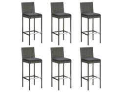 Taburetes De Cocina Con Cojines 6 Uds Ratán Sintético Gris