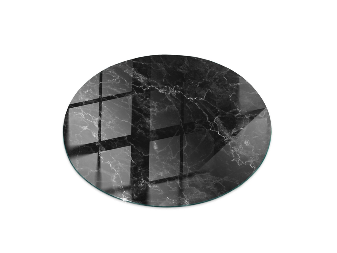 Tapa De Mesa Redondo Espelharte (100 Cm - Patrón De Mármol Con Vetas - Negro)