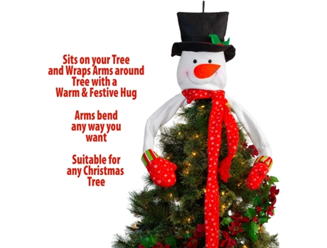 Topper del Árbol de Navidad ZMDECQNA Adorno Muñeco Nieve Decoración Adornos Navideños Caprichosos Hogar La Poliéster Blanco