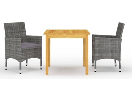 Conjunto 3 de comedor de jardín de VIDAXL gris