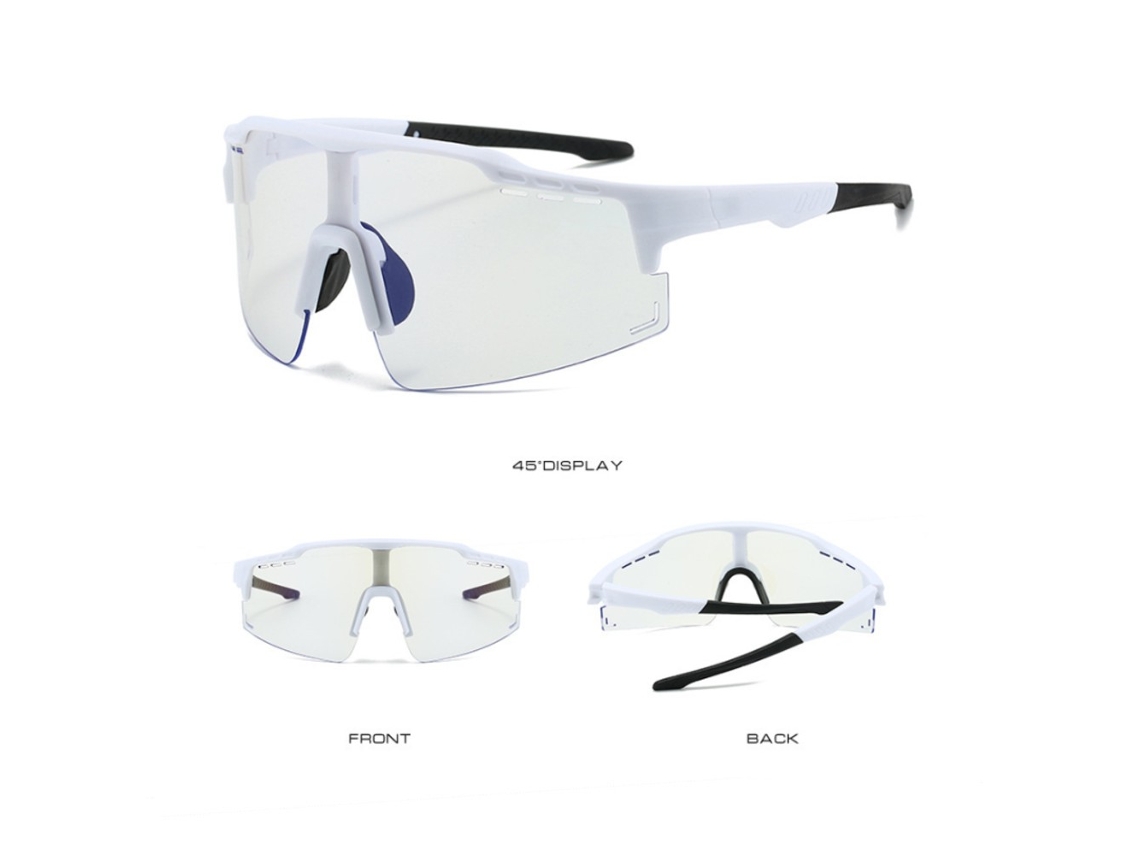 Gafas de sol deportivas fotocromáticas para exteriores UV400 para hombre y mujer, ciclismo y running, color blanco Chrui