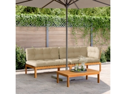 3 muebles de jardín de palets con cojines de acacia maciza DKD Home Decor