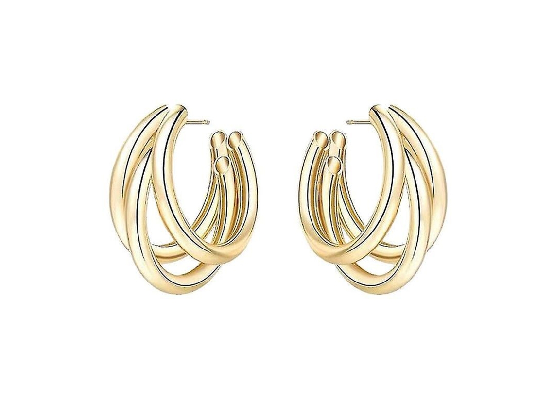 2026-aretes De Metal Mate C-forma Multicapa Irregular Hueca Con Diseño Retro Circular