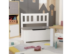 Lovely Home Banco de Ordenación Infantil 60X30X55 Cm Mdf Blanco y Gris