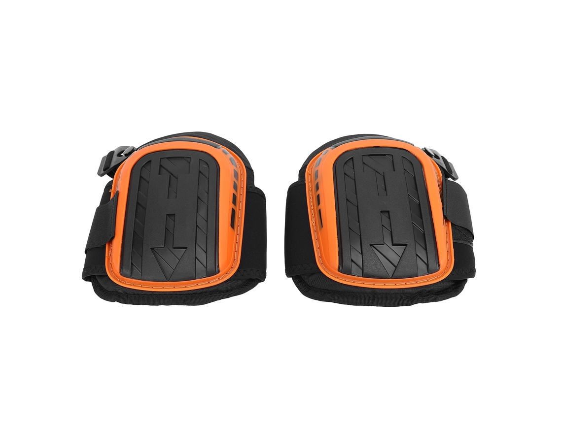 Rodilleras Profesionales Para Trabajos De Pavimentación Con Espuma Gruesa Y Carcasa Rígida De Color Naranja.