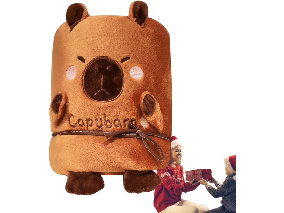 Manta Con Capucha De Capibara, Manta De Viaje Con Capucha Tipo Capa, Manta Cómoda, Manta Portátil.