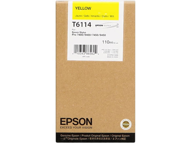Cartucho de tinta original EPSON, T6114 110 ml , Amarillo, C13T611400