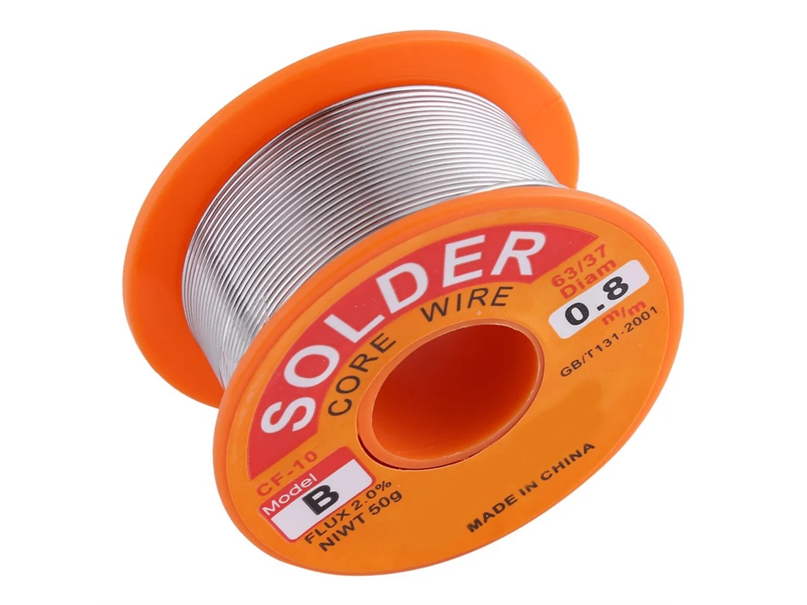 Hilo De Soldadura Con Fundente 63/37 2%, Bobina De 50 G, 0,6/0,8/1,0 Mm, Para Soldadura Eléctrica Y Electrónica.