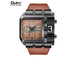 Reloj De Pulsera Cuadrado De Cuero Color Café Con Movimiento De Cuarzo, Unisex.