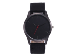 Reloj Hombre Cuadro Redondo De Cuarzo Simil Piel Negro Vansvar