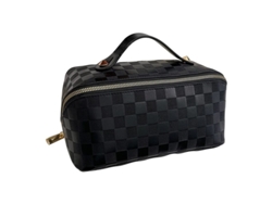2026-bolsa De Maquillaje De Viaje Con Gran Capacidad Estampado Cuadros Tote De Almacenamiento (negro)
