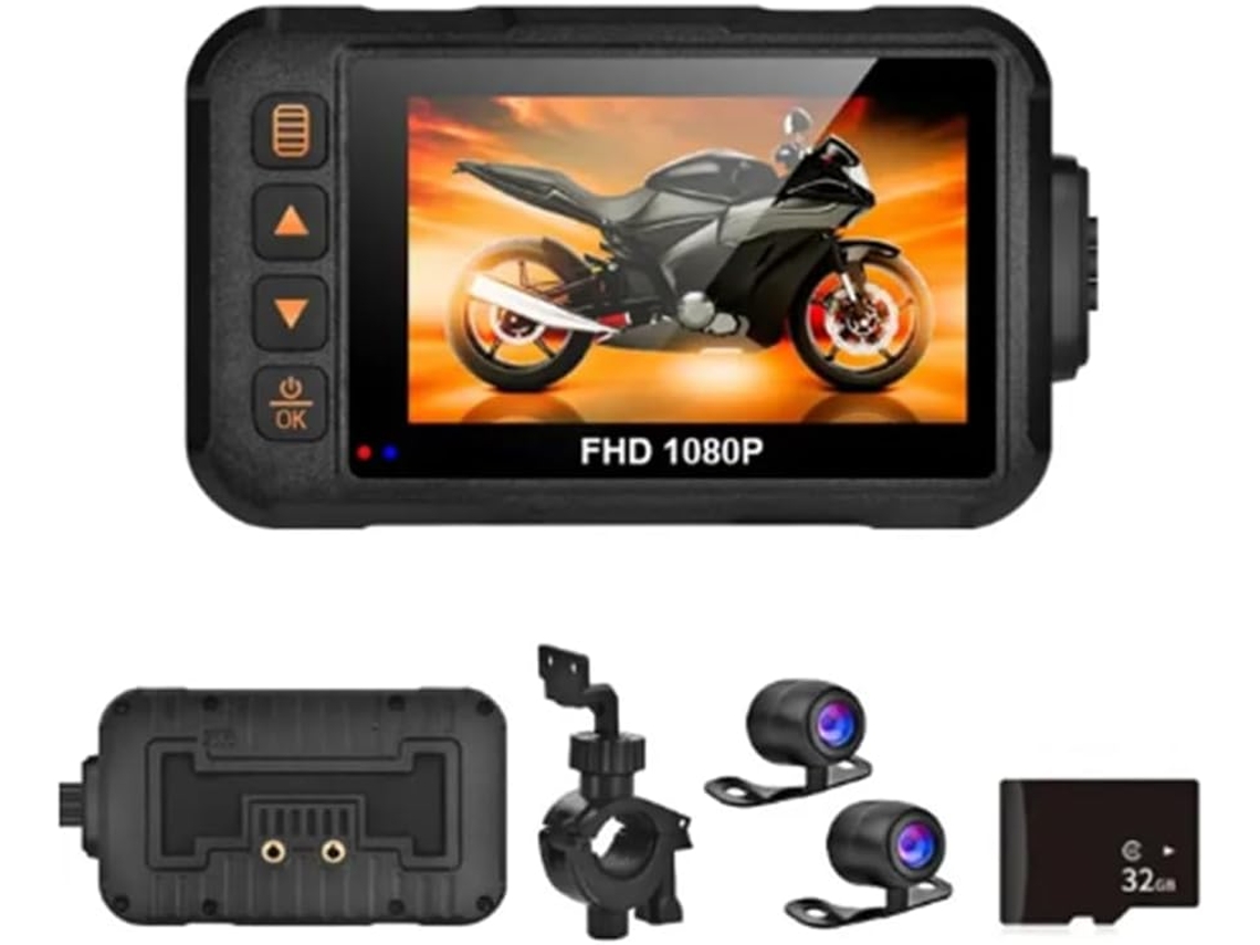 Cámara Dvr Para Motocicleta Resistente Al Agua 1080p, Grabadora De Video Para Salpicadero De 3 Pulgadas, Grabadora De Video Trasera.