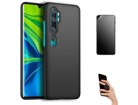 Kit Carcasa Y Protector Xiaomi Mi Note 10 Pro Ultimatte Turtleshell Y Popsocket Negro